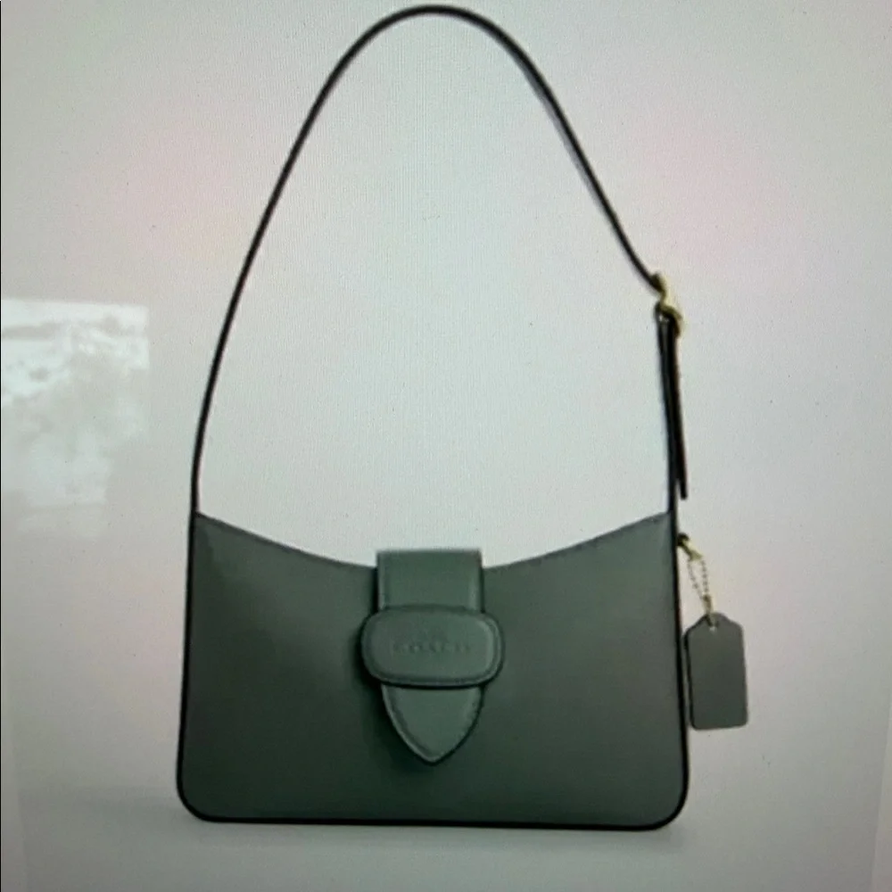 COACH New York Eliza Leather Shoulder Bag w/ Zipper Closure in Sage Green NWT - Picture 4 of 13